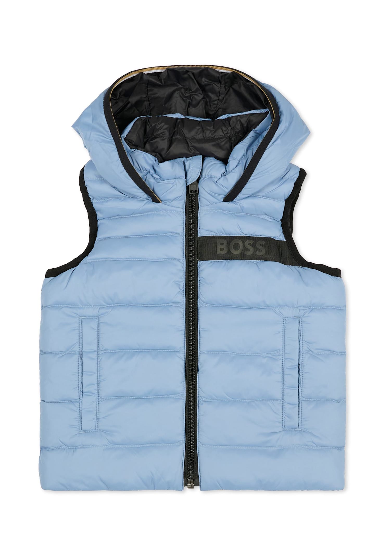 Hugo Boss Kids' Light Blue Reversible Vest For Baby Boy With Logo