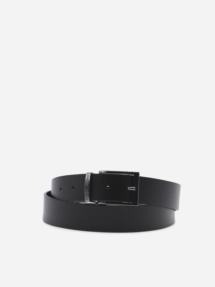 Emporio Armani Textured Leather Belt With Classic Buckle