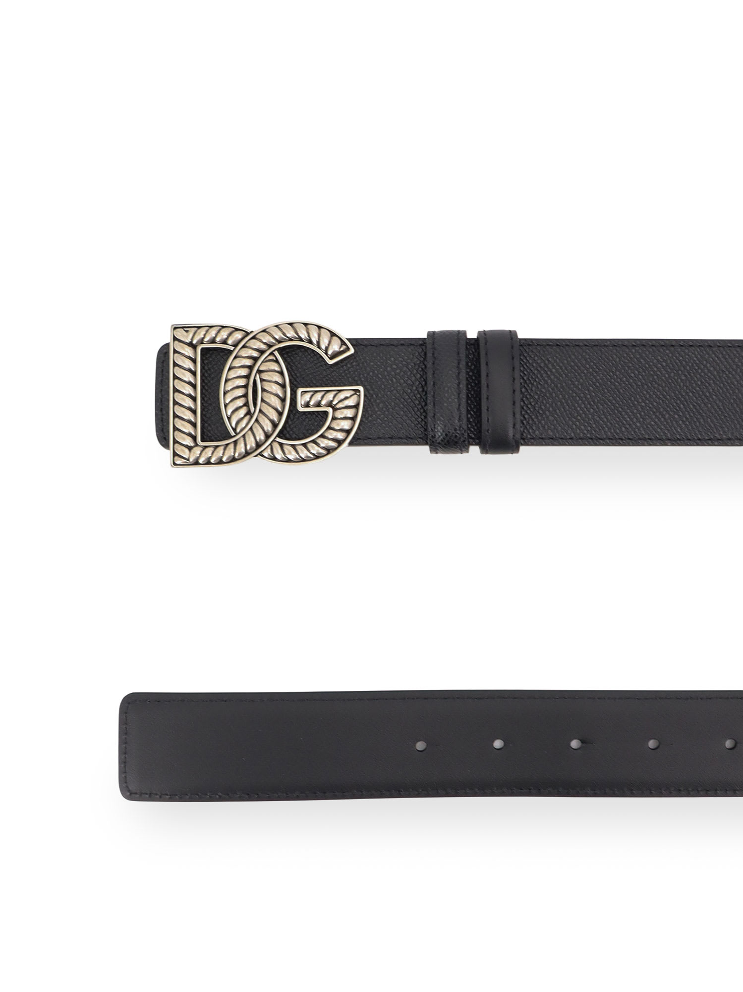 Dolce & Gabbana Black Belt With Logo Plaque On The Front In Leather Man In Black