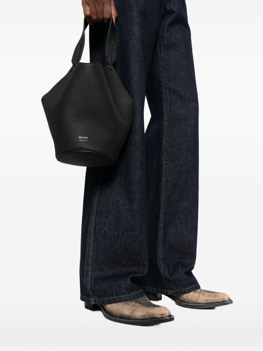 Khaite Lotus Chain Detailed Mini Tote Bag In Black