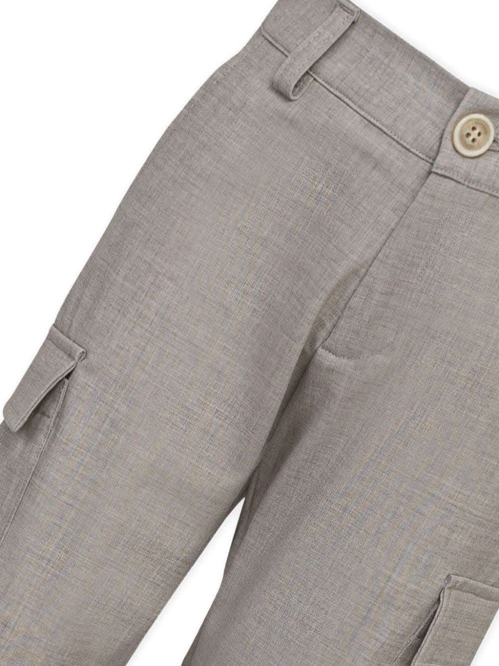 Shop Eleventy Grey Wool Blend Cargo Trousers
