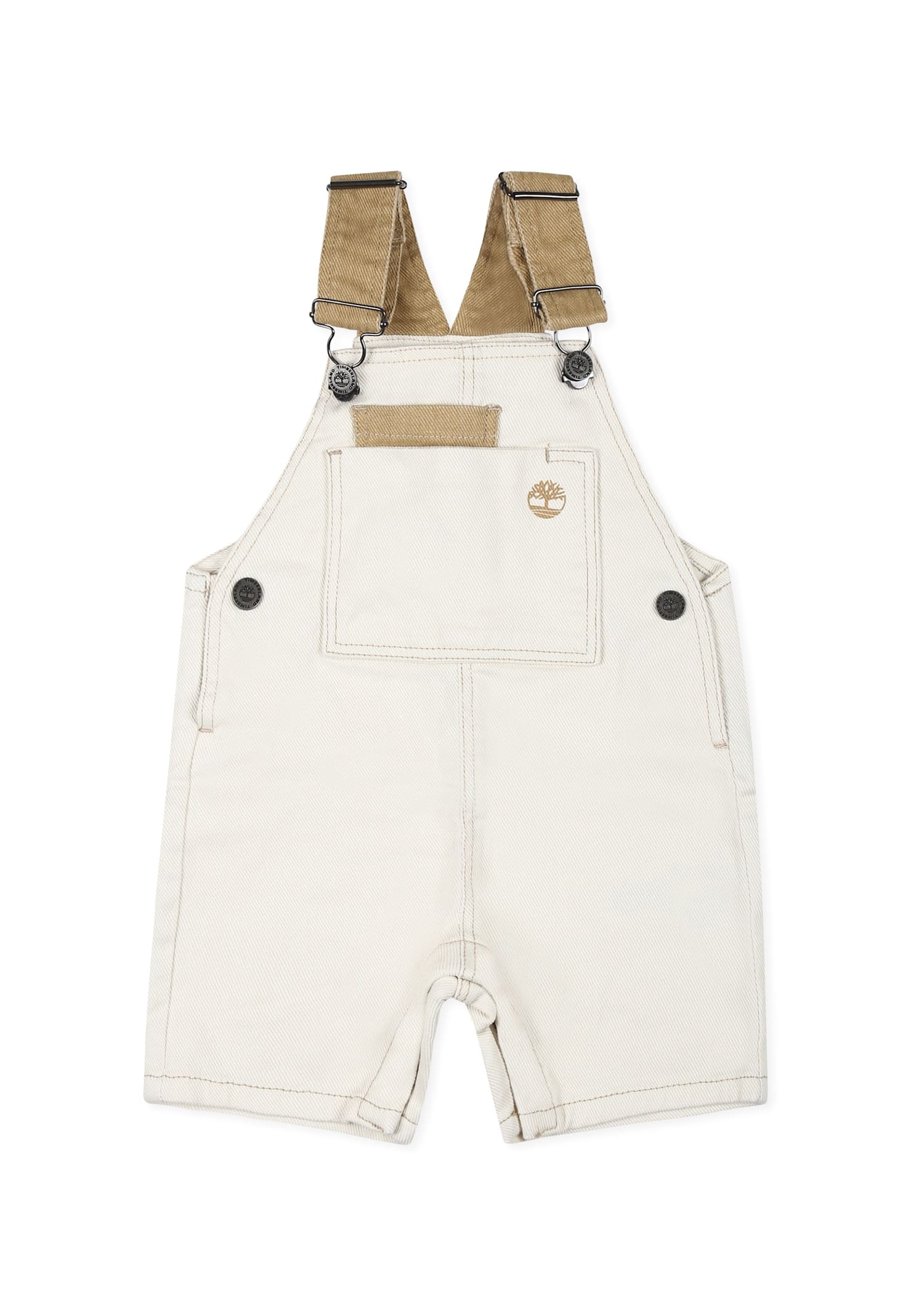 Timberland Ivory Dungarees For Baby Boy With Tree In Ivory