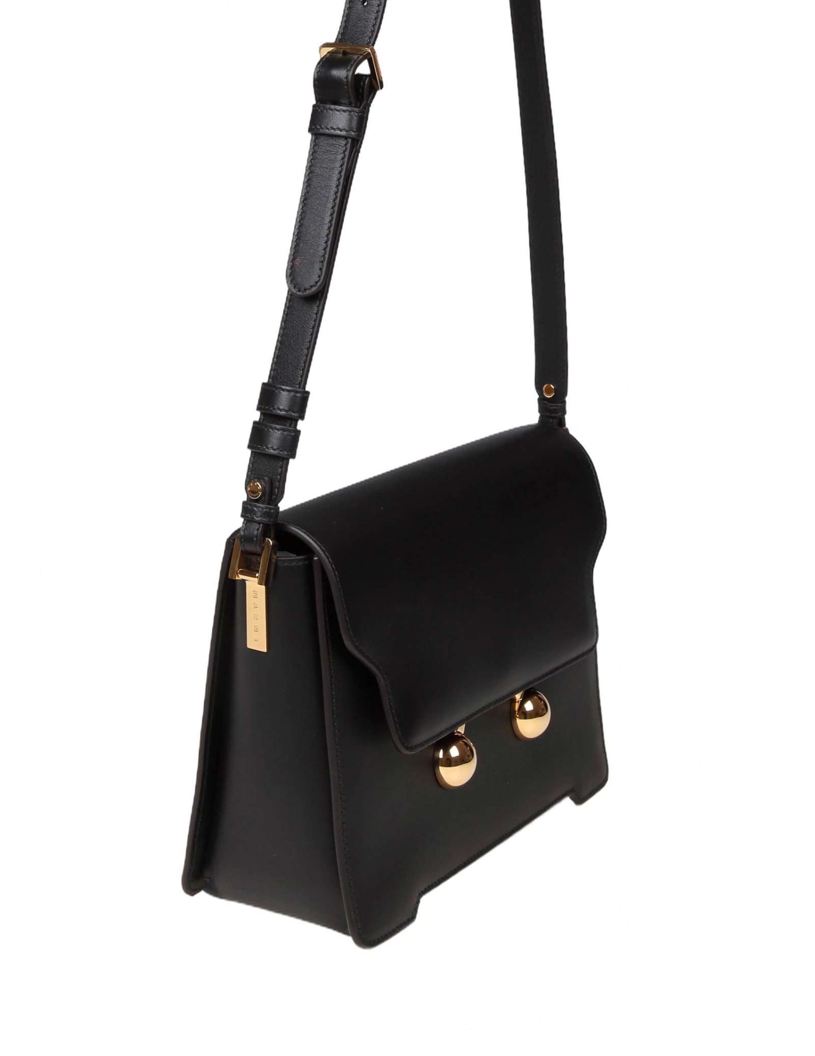 Shop Marni Medium Trunkaroon Shoulder Bag In Black Leather