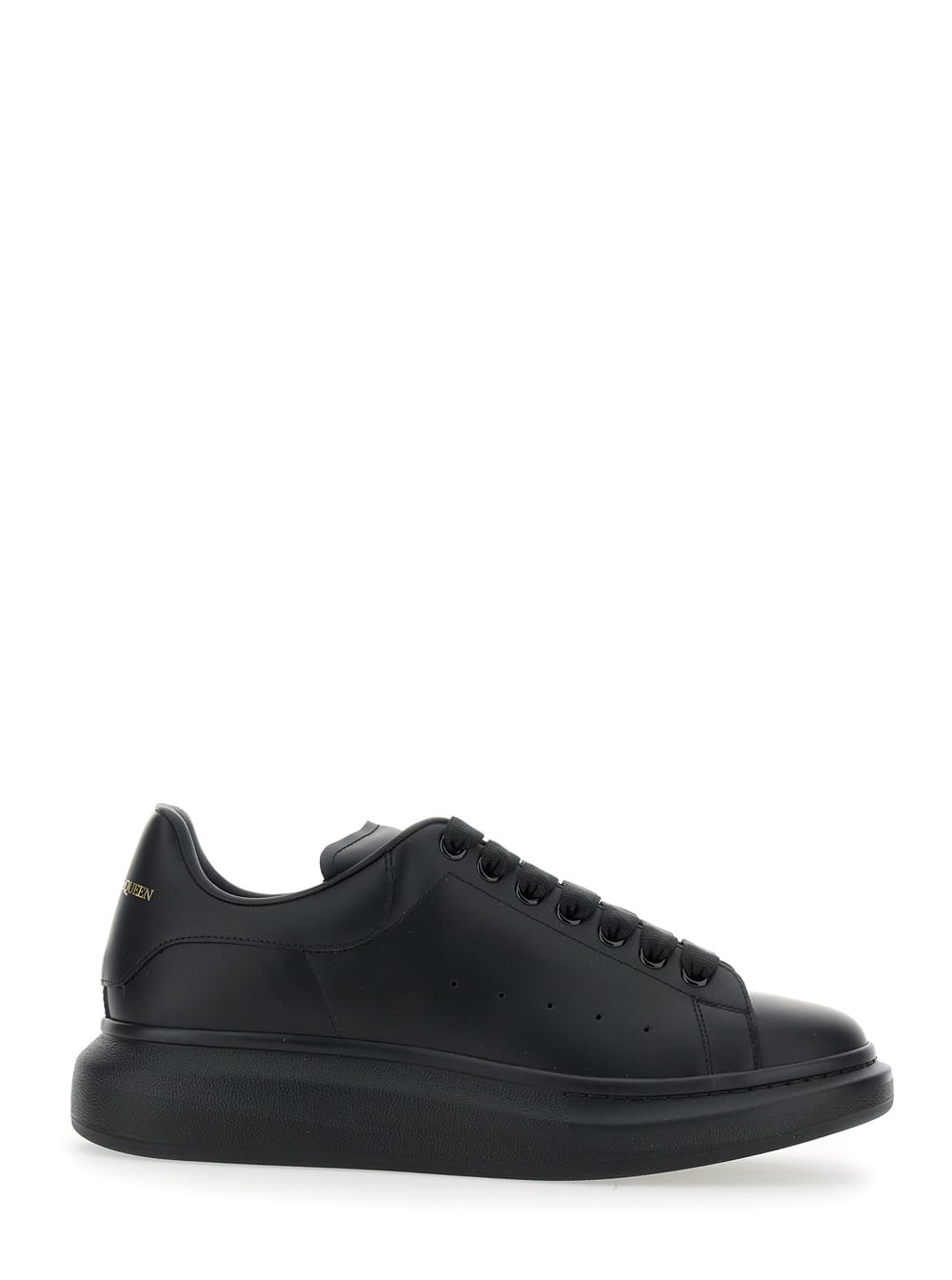 Alexander Mcqueen Men Black Oversize Sneakers With Logo Lettering On The Heel In Leather Man
