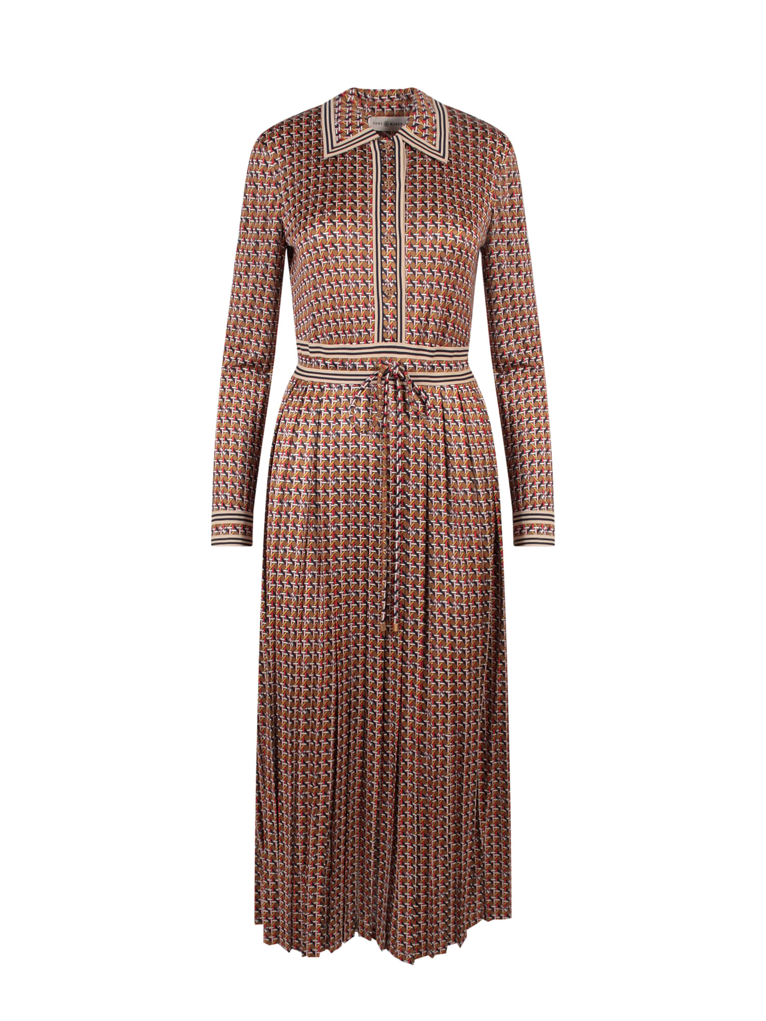 Tory Burch Basketweave Silky Knit Polo Dress In Brown | ModeSens