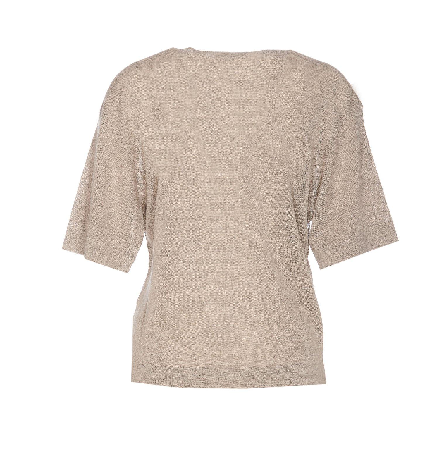 Brunello Cucinelli Sequin-embellished Fine-knit Top In Lessive`
