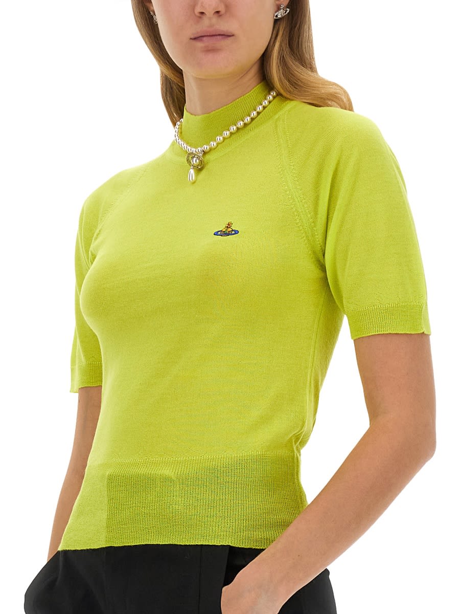 Vivienne Westwood Fitted Turtleneck Sweater In Lime Green In Yellow