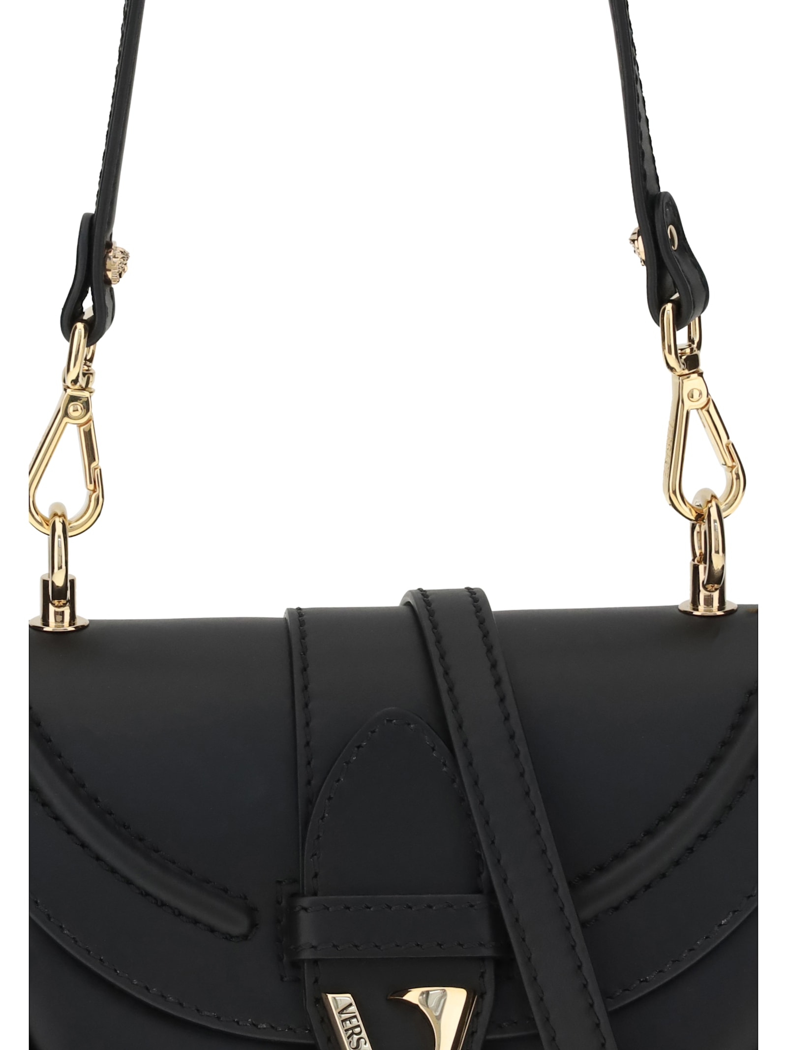 Versace Virtus Small Shoulder Bag In Black