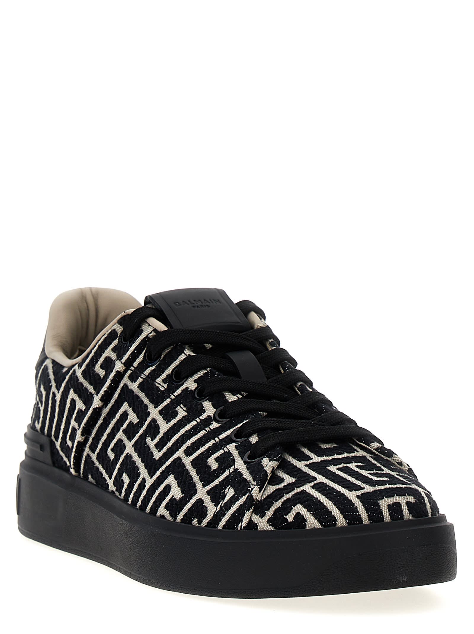 Shop Balmain B-court Sneakers In Black