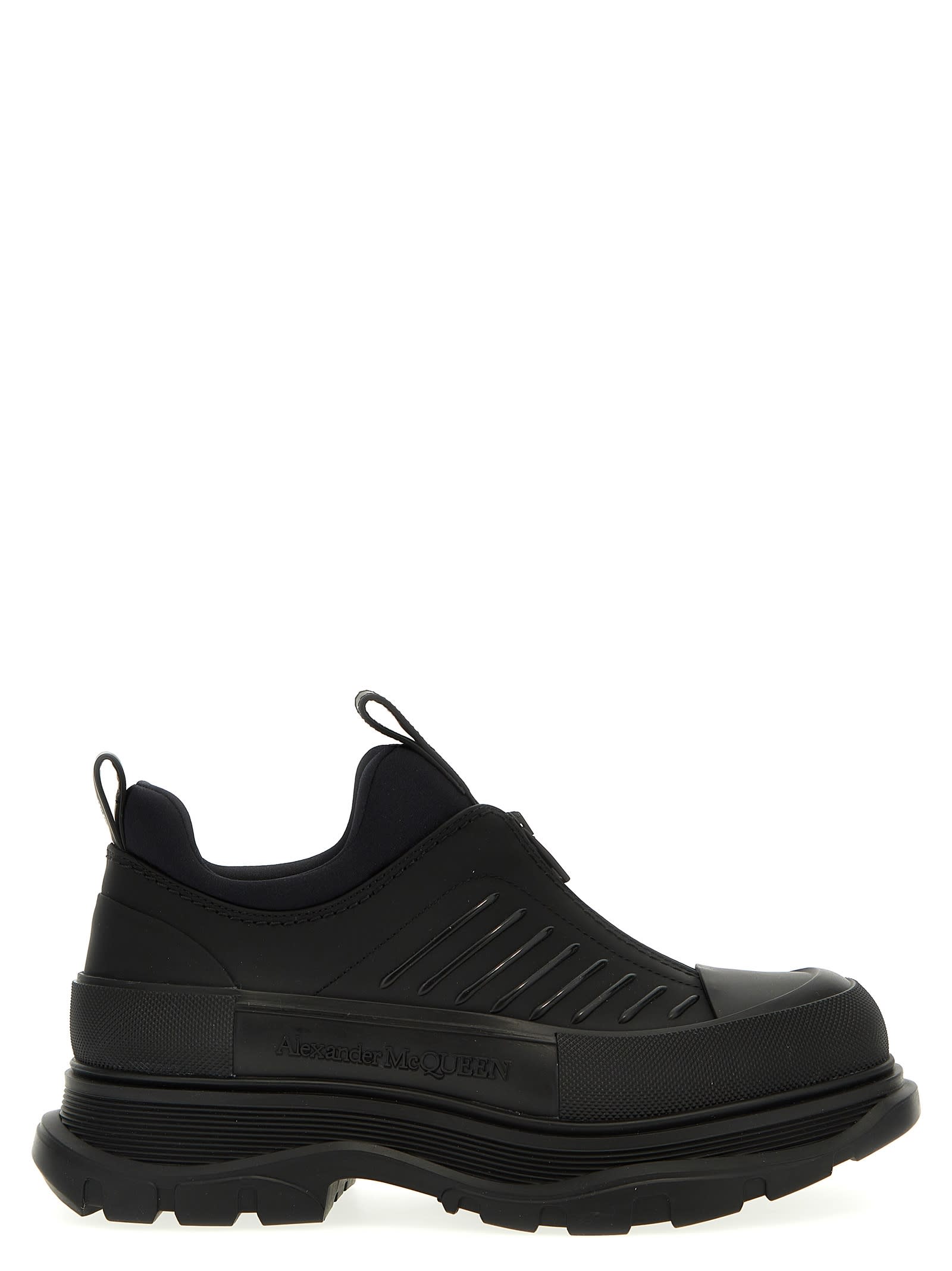 Shop Alexander Mcqueen Lace Up Sneakers In Black/black