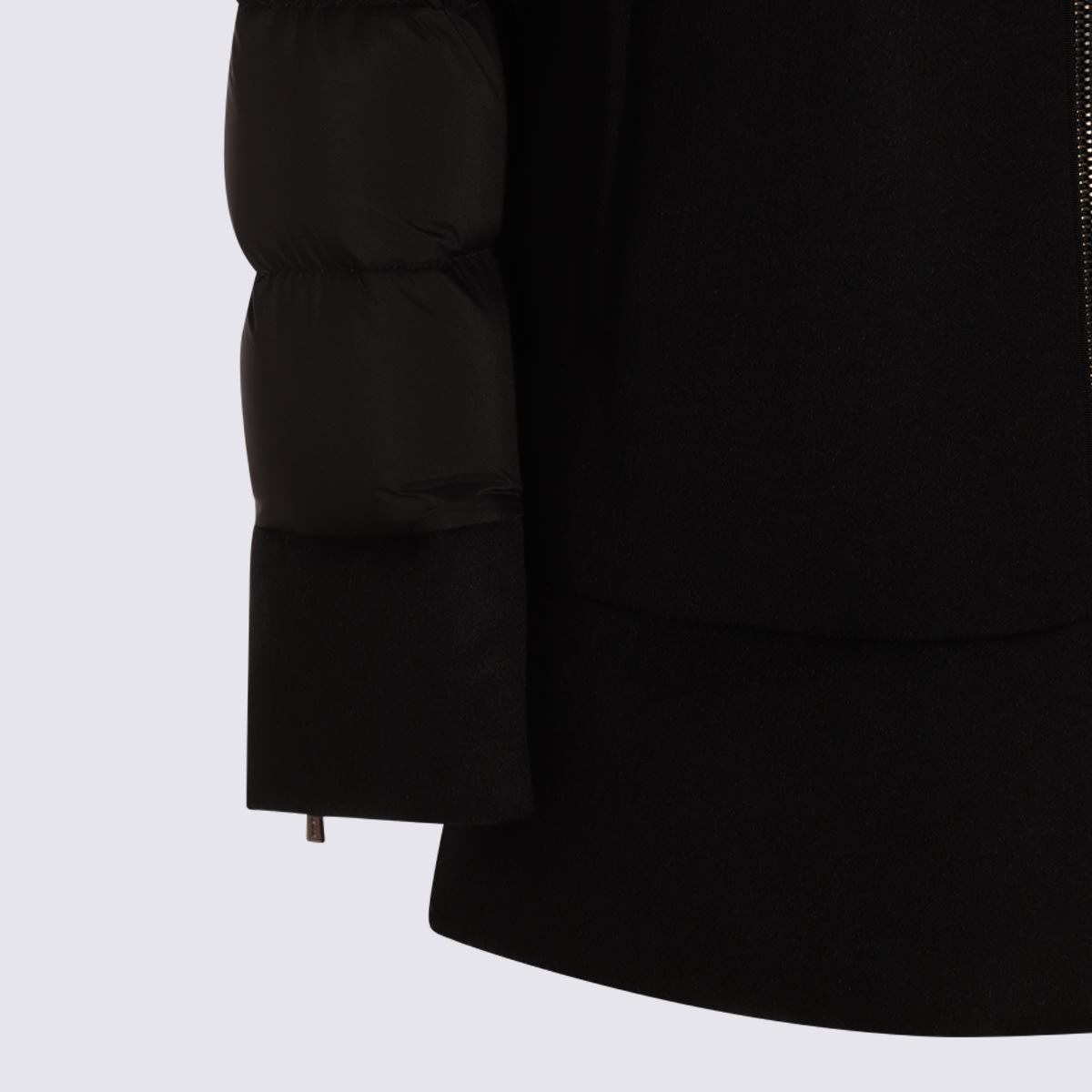 Moorer Wool Blend Down Jacket With Fur Trim In Black