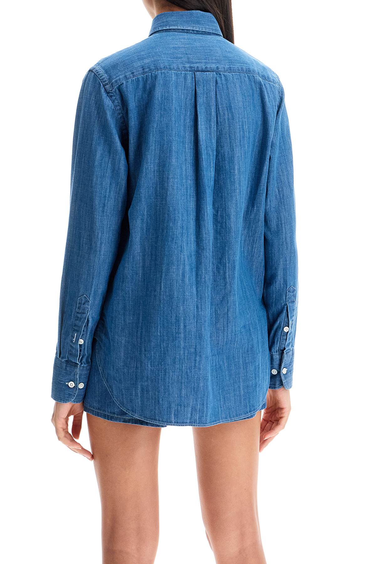 Shop Hommegirls Chambray Shirt In Blue White (blue)