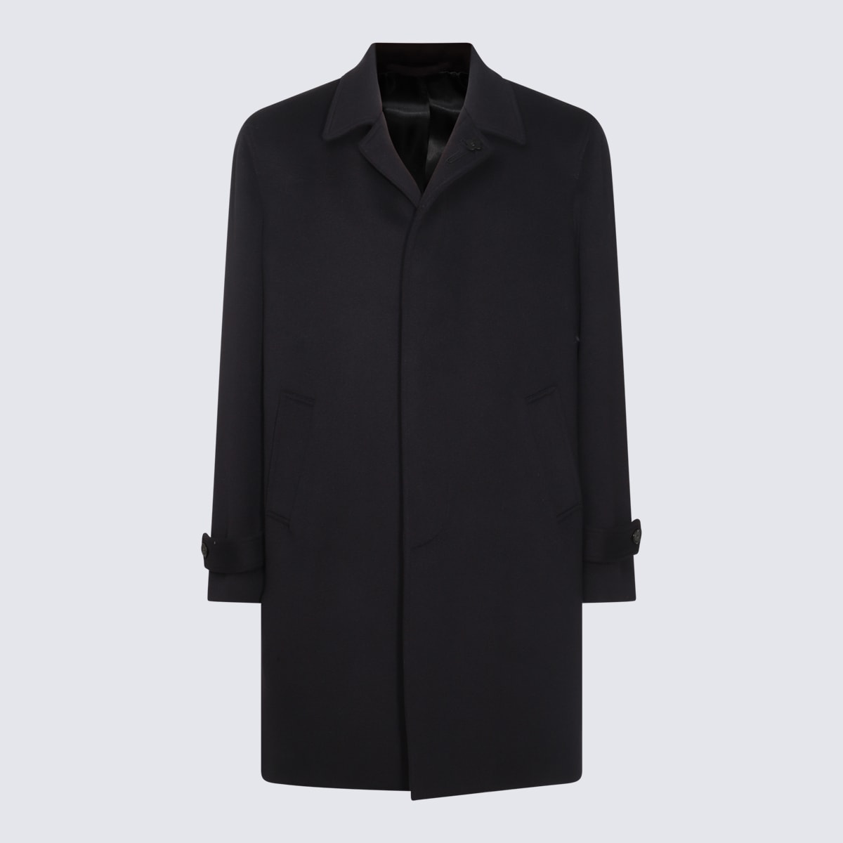 Shop Lardini Navy Blue Wool Coat