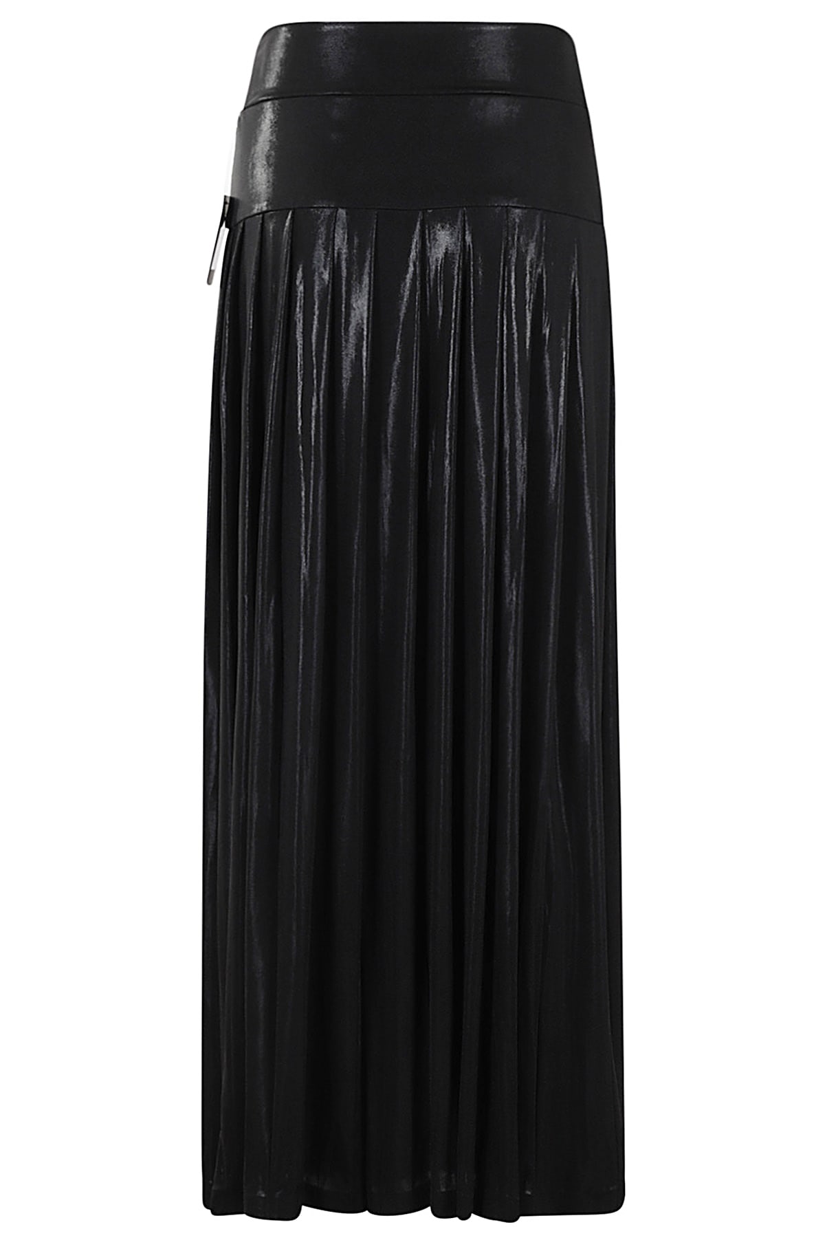 Shop Norma Kamali Pleated Long Skirt With Slit In Black