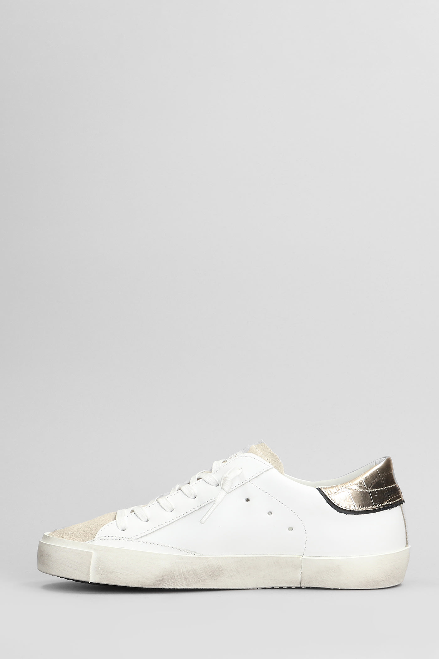 Philippe Model Prsx Low Sneakers In White Leather In White