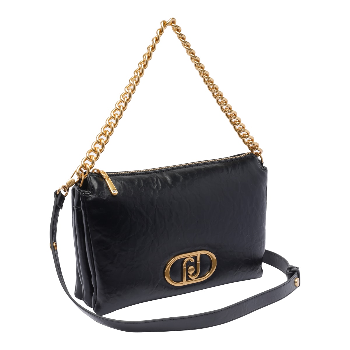 Liu •jo Puffy Chain Strap Shoulder Bag In Black