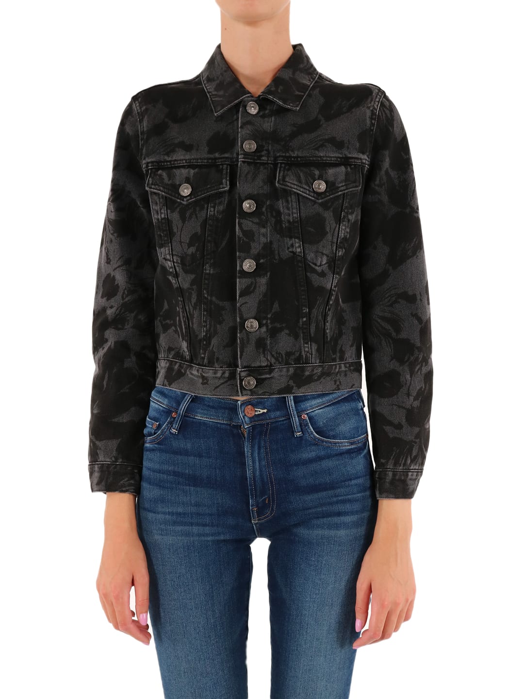 black floral denim jacket
