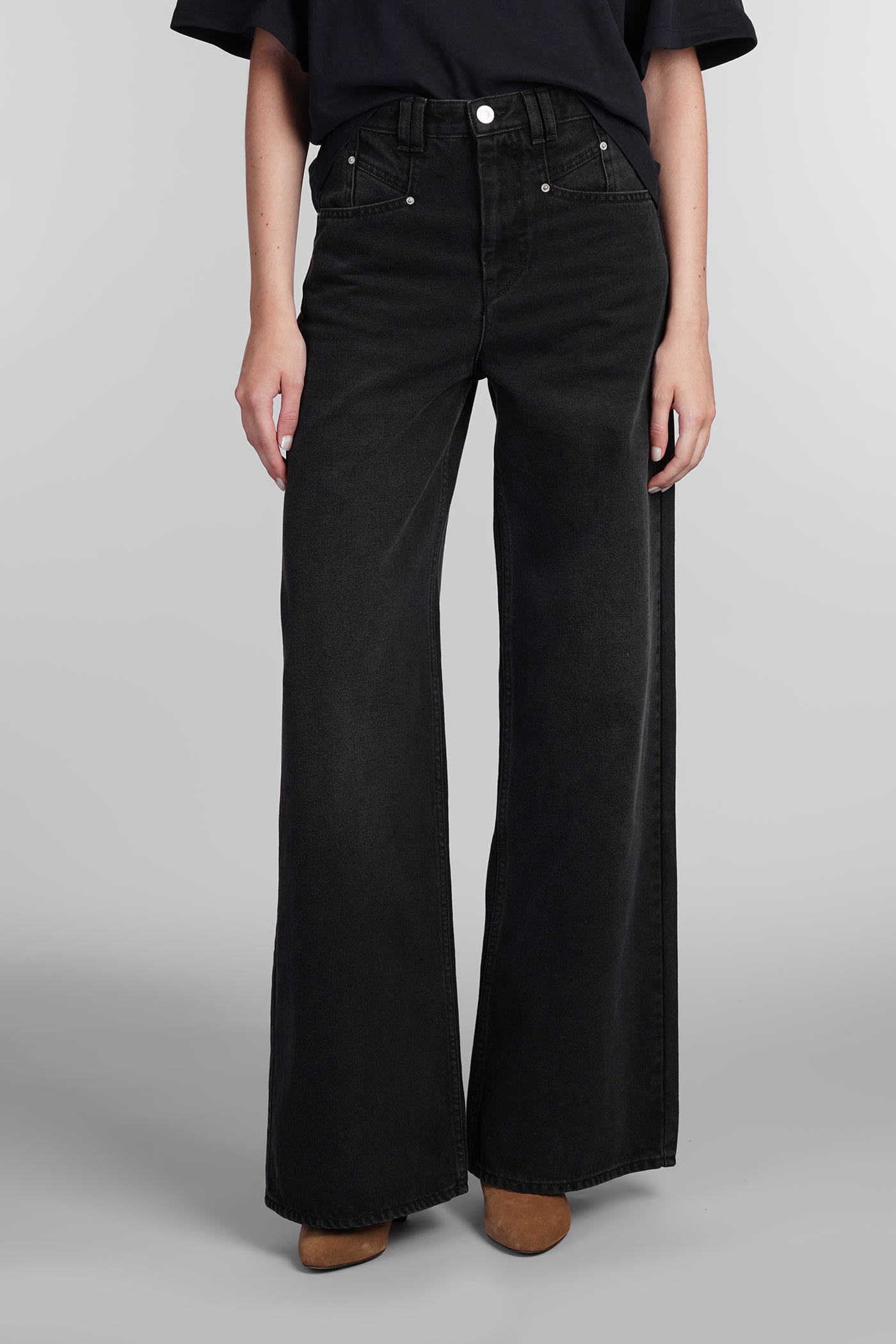 Shop Isabel Marant Lemony Jeans In Black Cotton