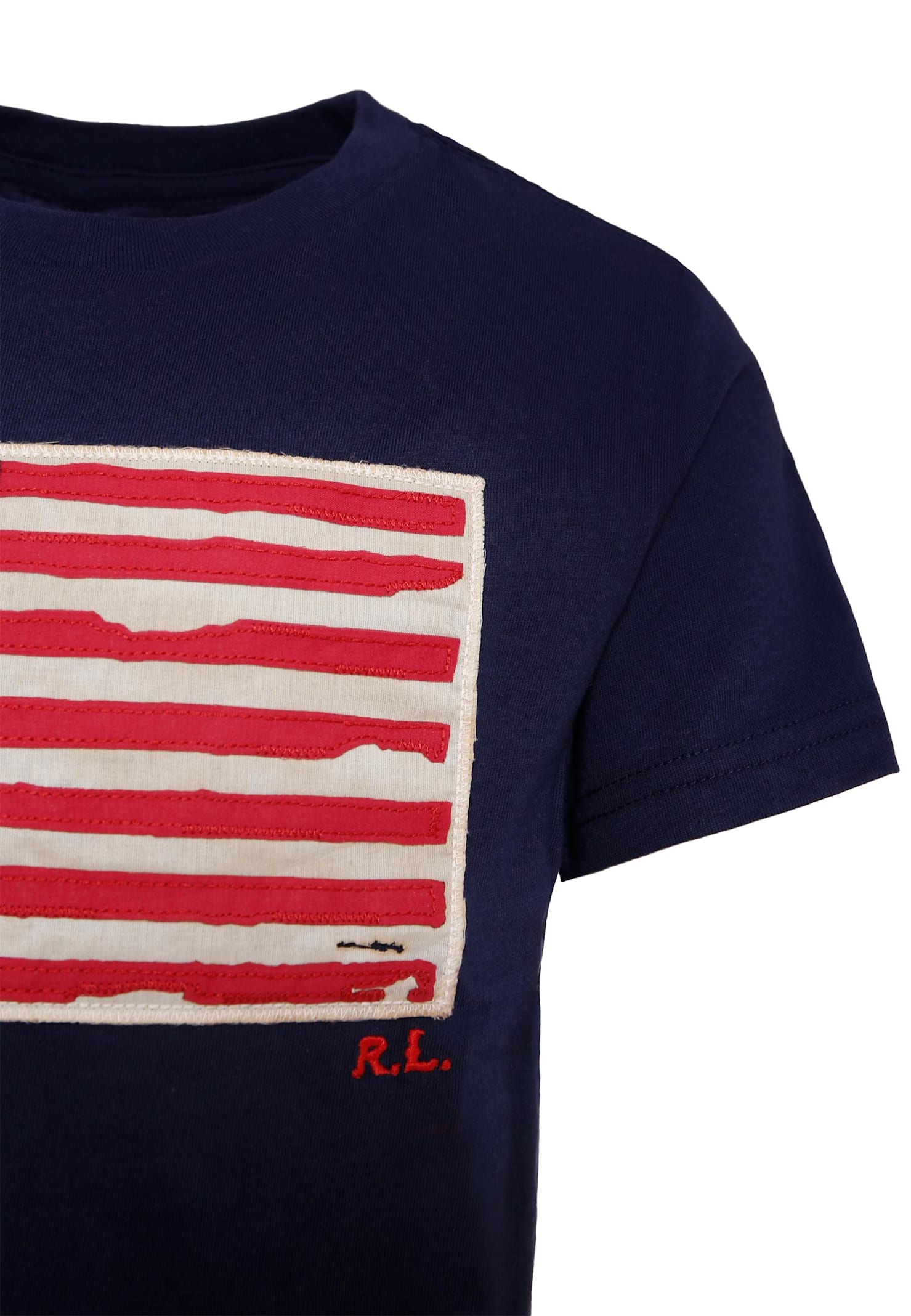 Ralph Lauren Blue T-shirt For Kids With American Flag In Blue