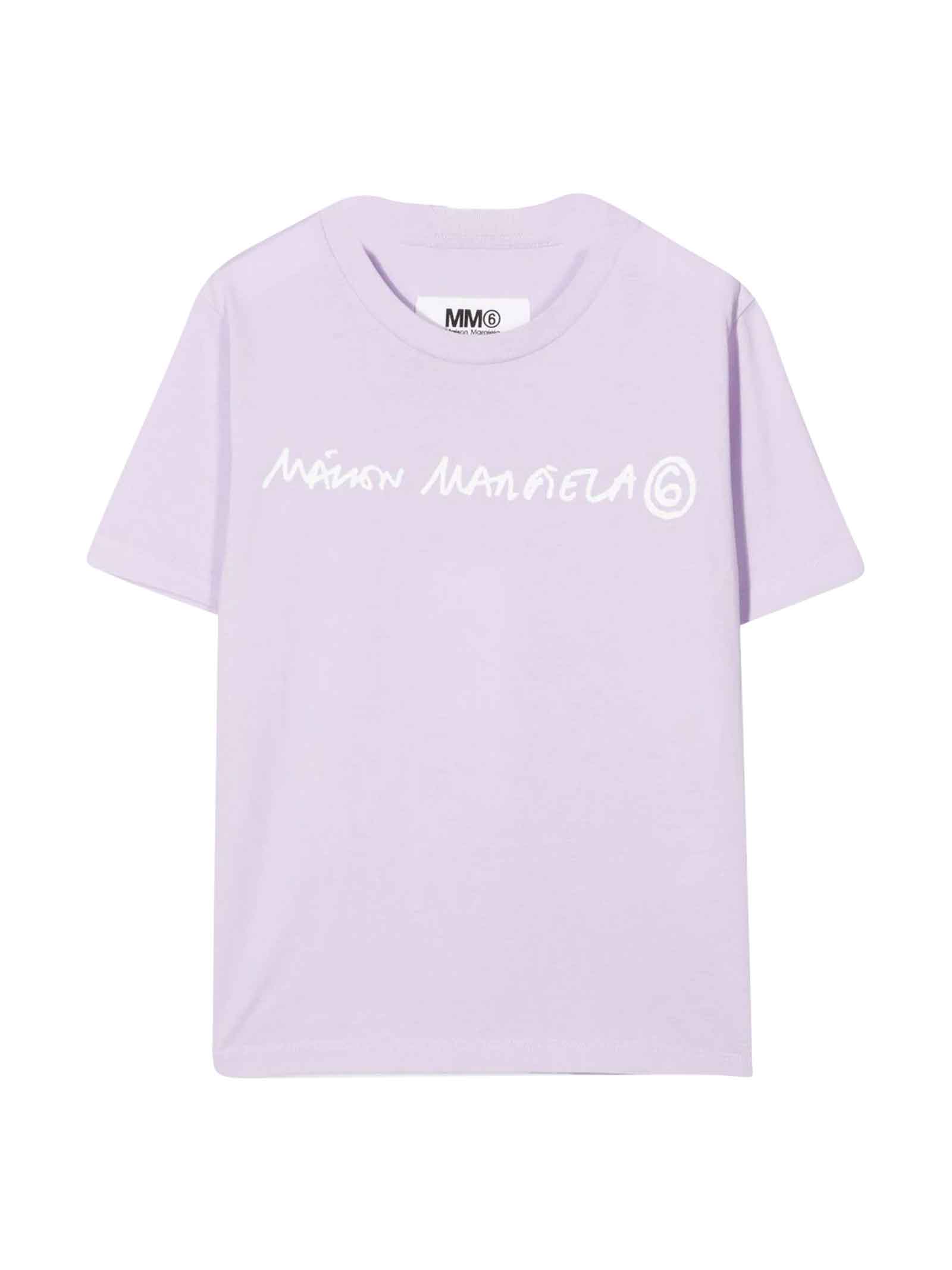 Mm6 Maison Margiela Kids Unisex Lilac T-shirt