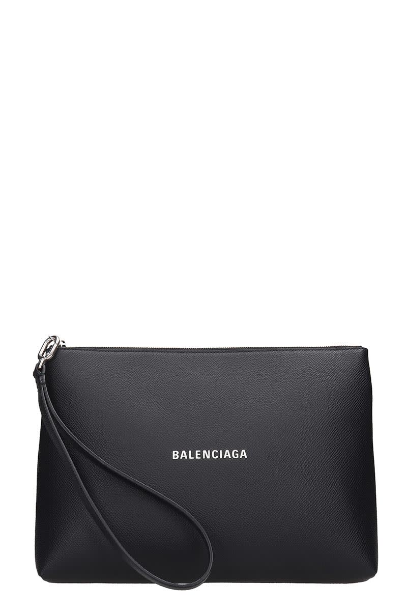 Balenciaga Cash Handle Clutch In Black Leather | ModeSens