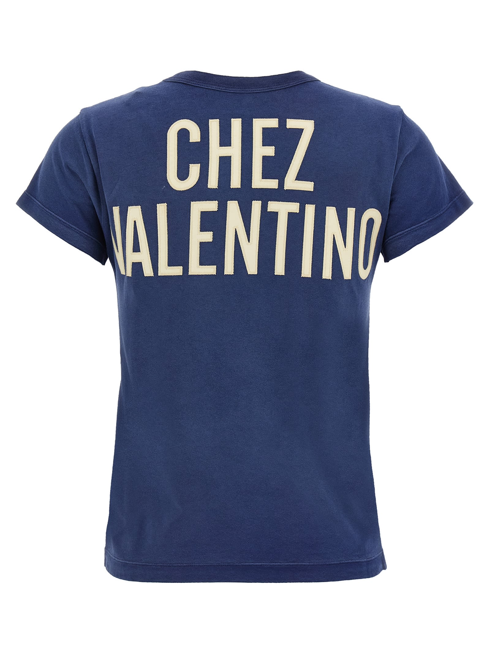 Valentino Crew Neck Graphic Print Short Sleeves Top In Blue