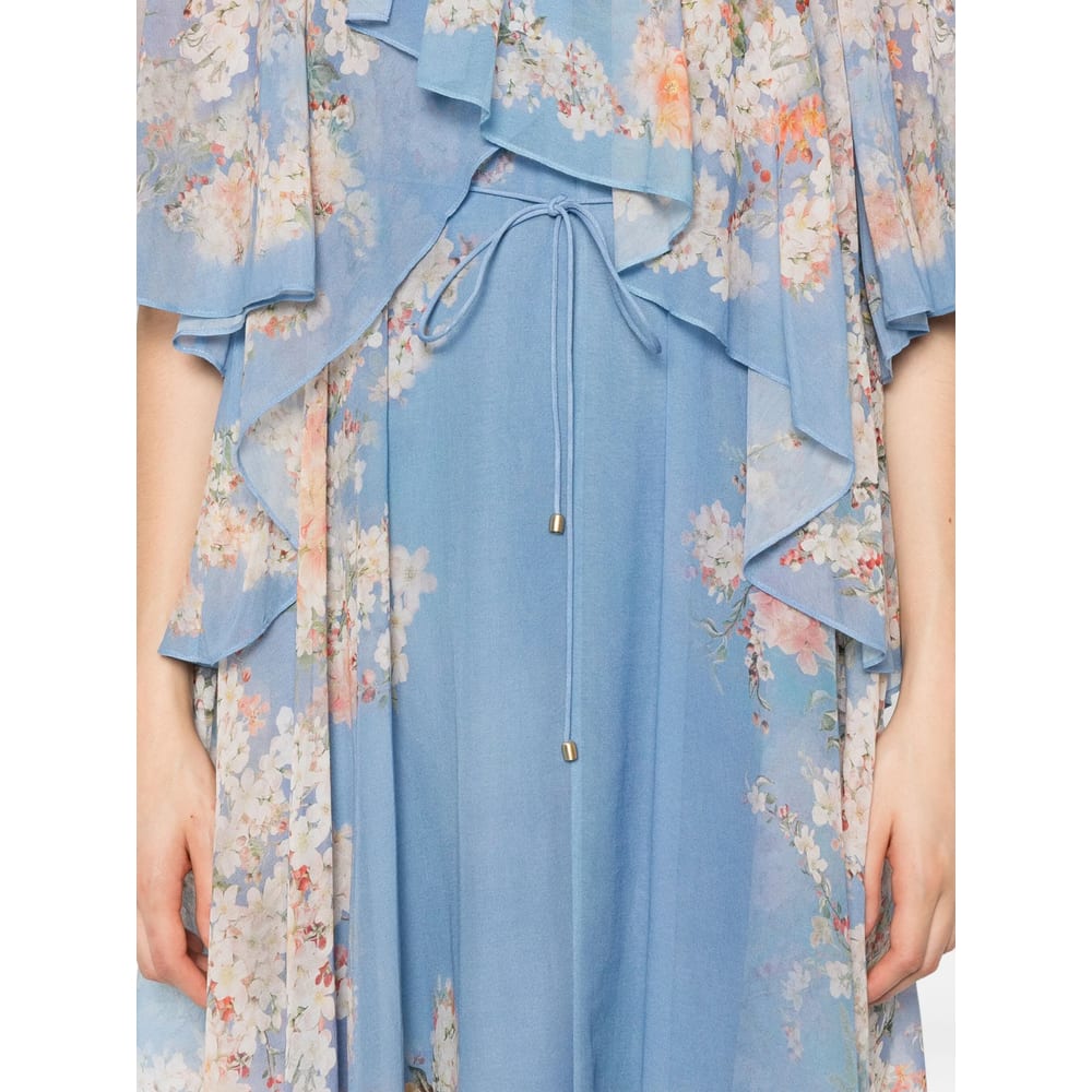 Zimmermann Maxi Floral-printed Silk Cotton Dress With Ruffles In Multi