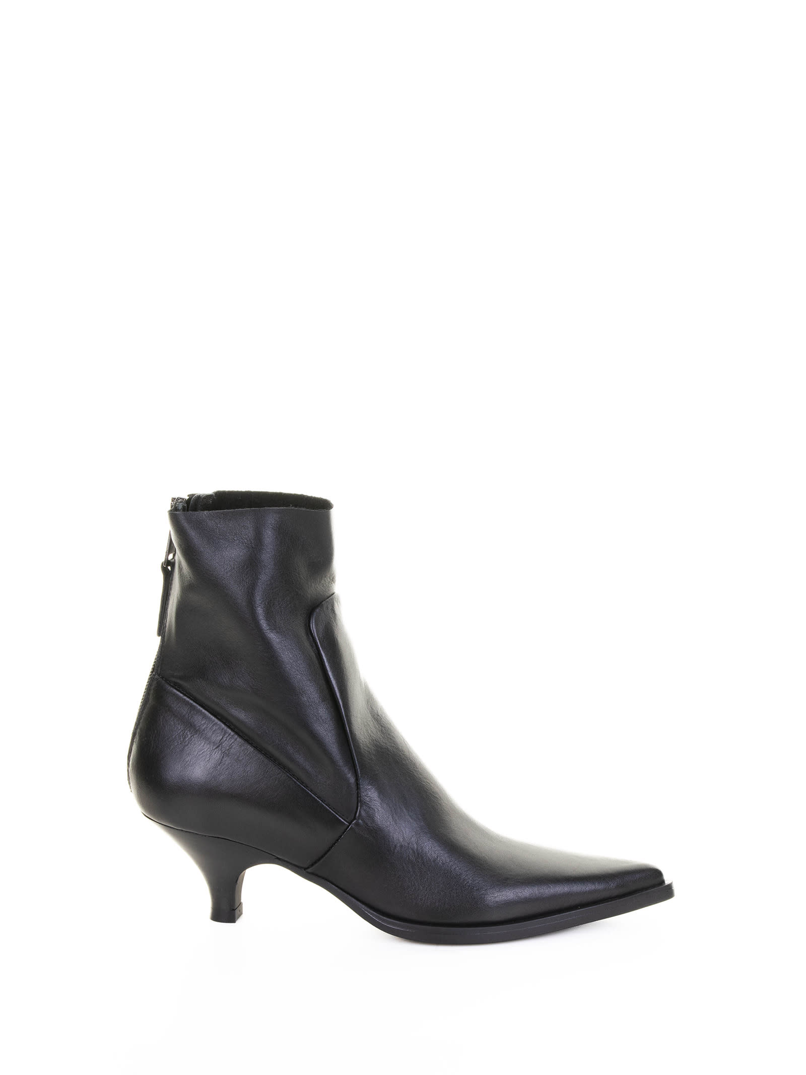 Elena Iachi 50mm Zip-detail Pointed-toe Ankle Boots In Black