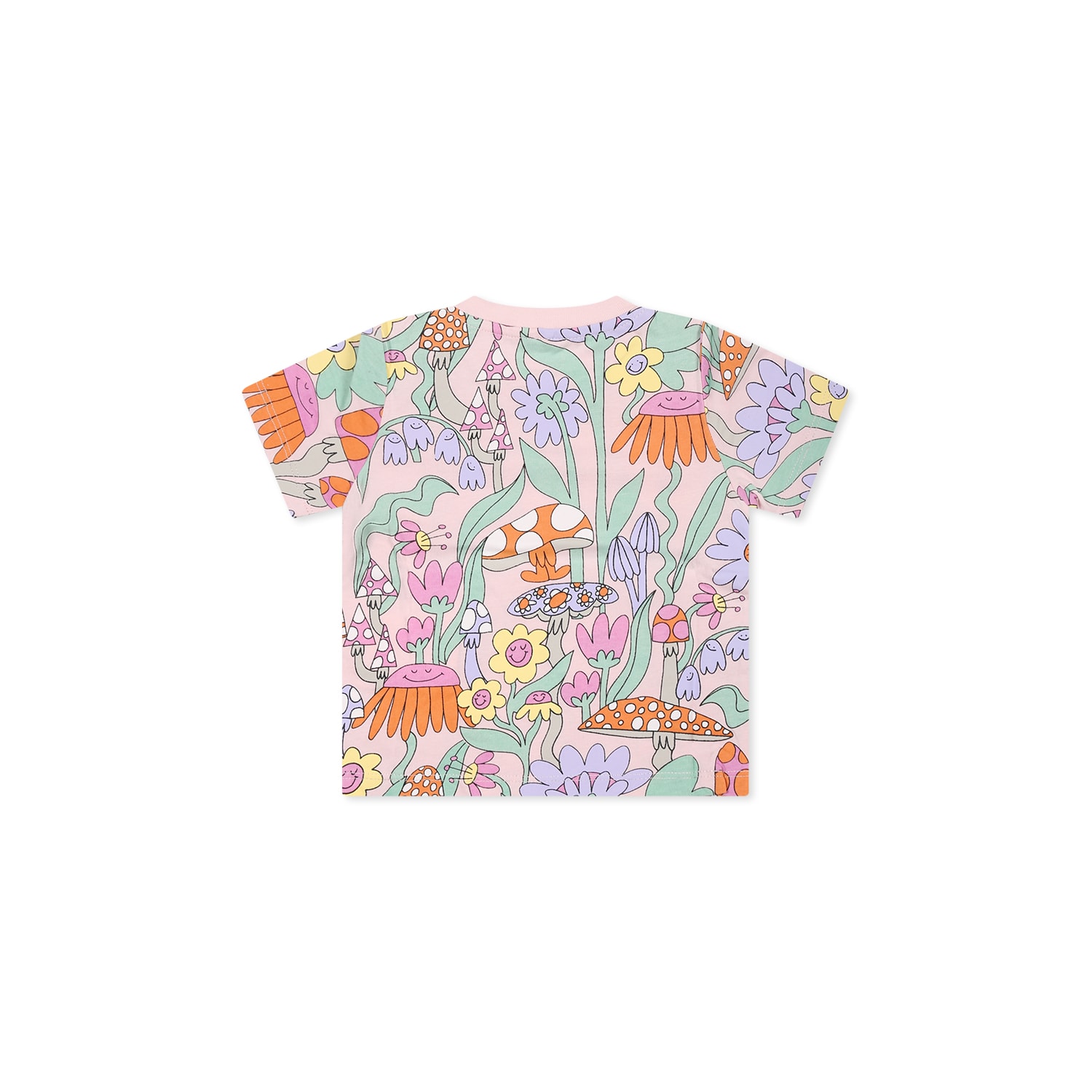 Stella Mccartney Pink T-shirt For Baby Girl With Flowers In Pink