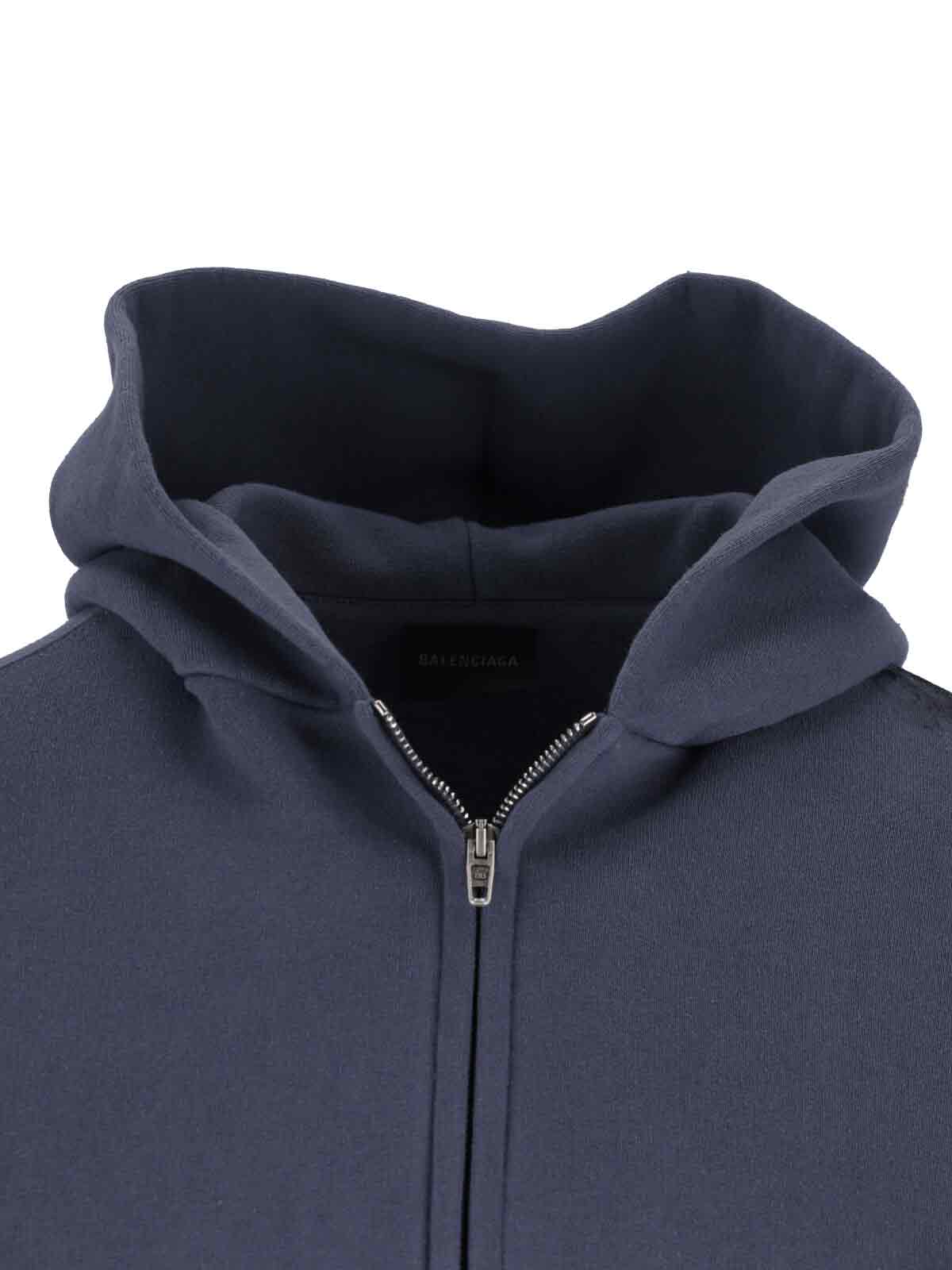 Balenciaga Hooded Sweatshirt Featuring Front Pockets In Blue