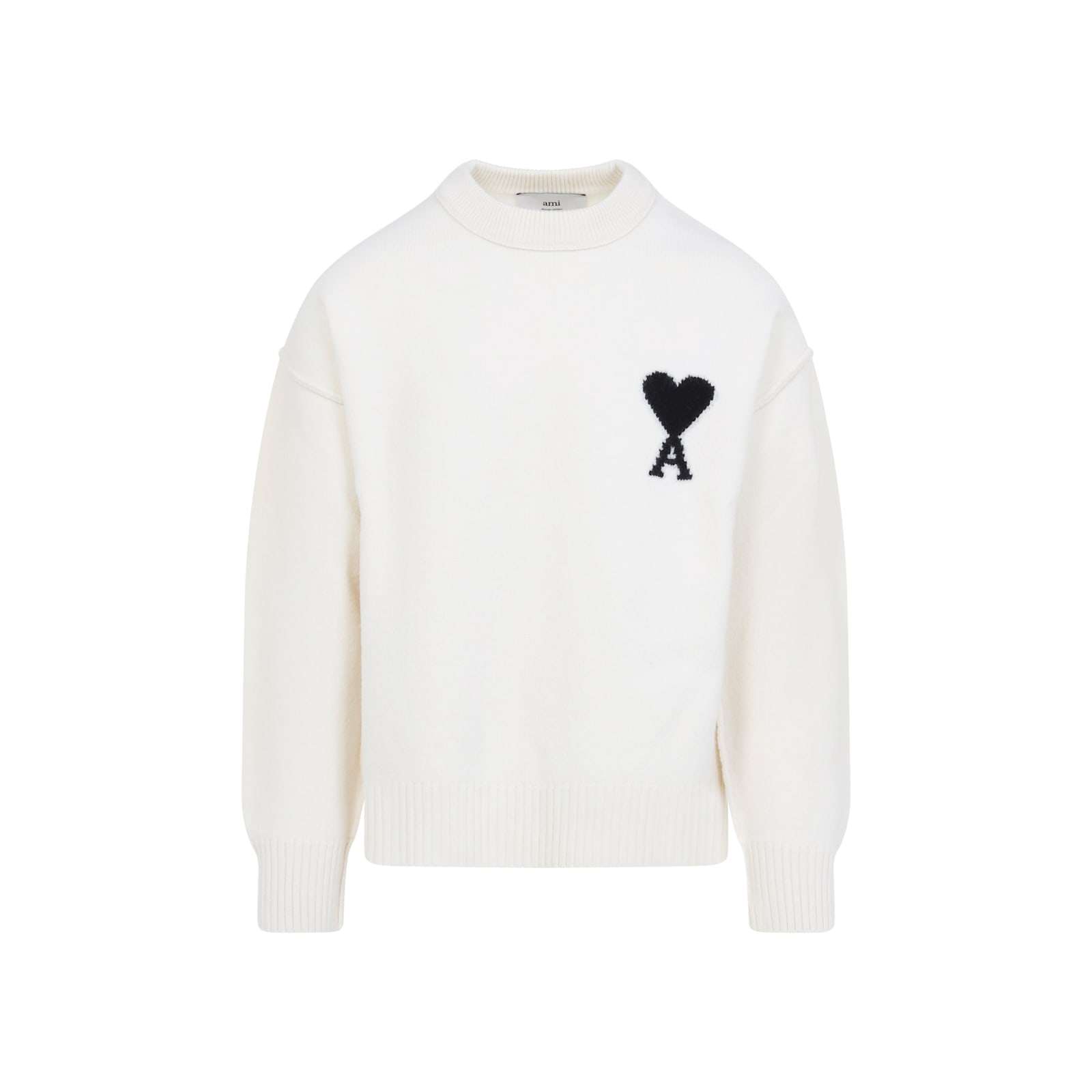 Ami Alexandre Mattiussi Ami Paris White Ami De Coeur Sweater Men In Neutral