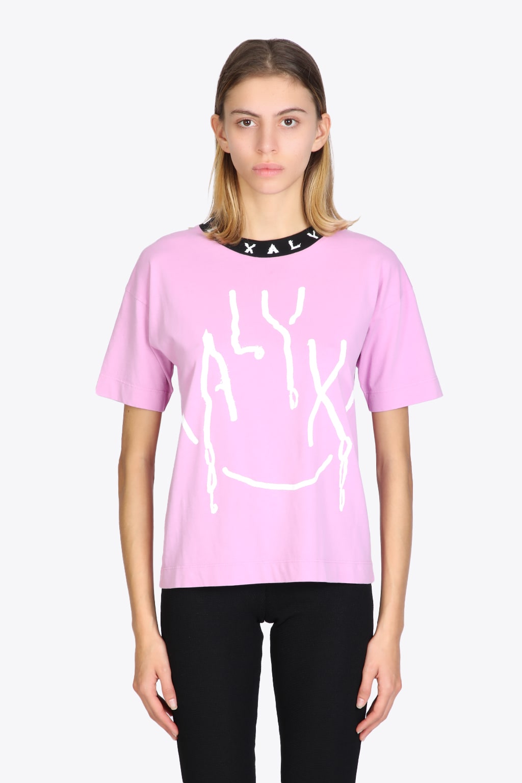 1017 ALYX 9SM Smiley Tee Mauve Cotton T-shirt With Logo - Smiley Tee