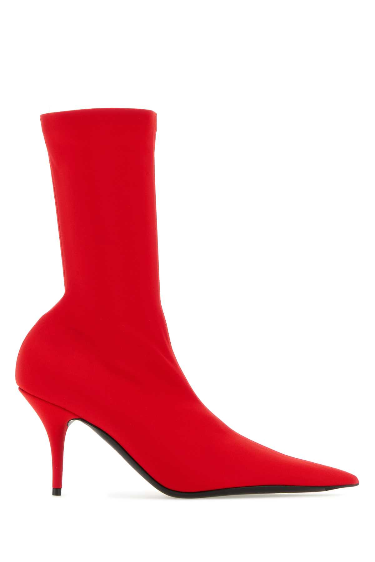 Red Fabric Knife Ankle Boots