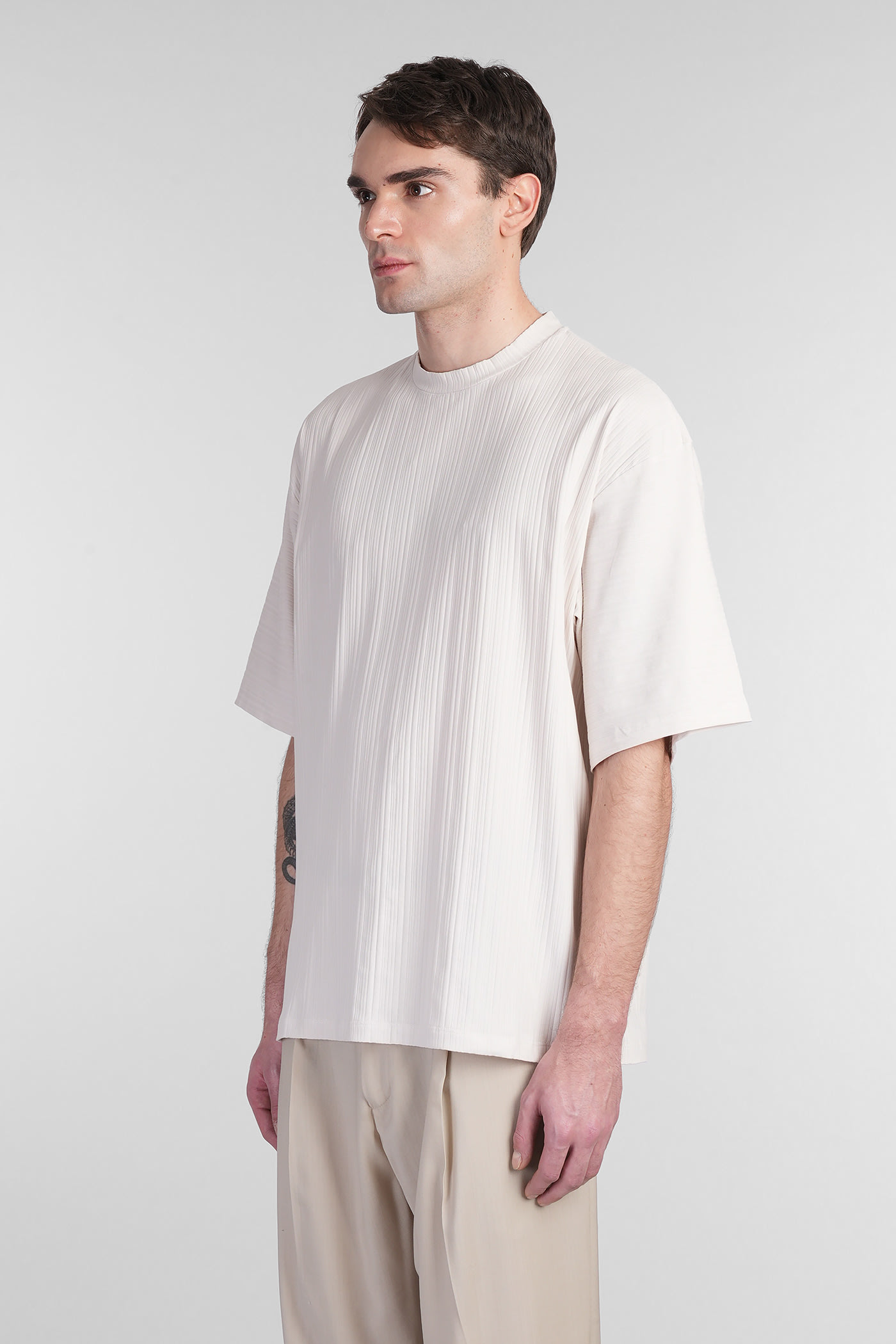 Costumein Slub-texture Linen T-shirt In Beige