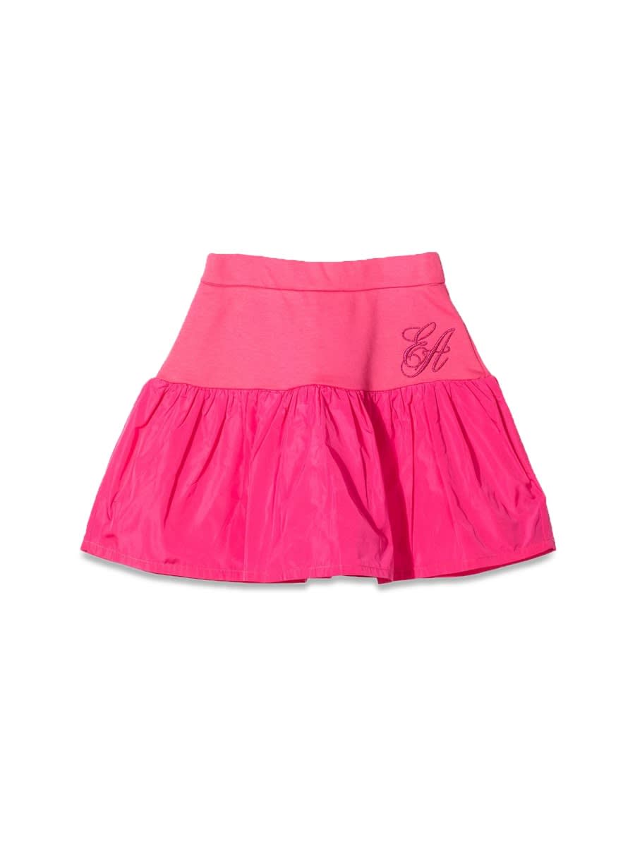 Emporio Armani Logo-embroidered Flared Mini Skirt In Pink