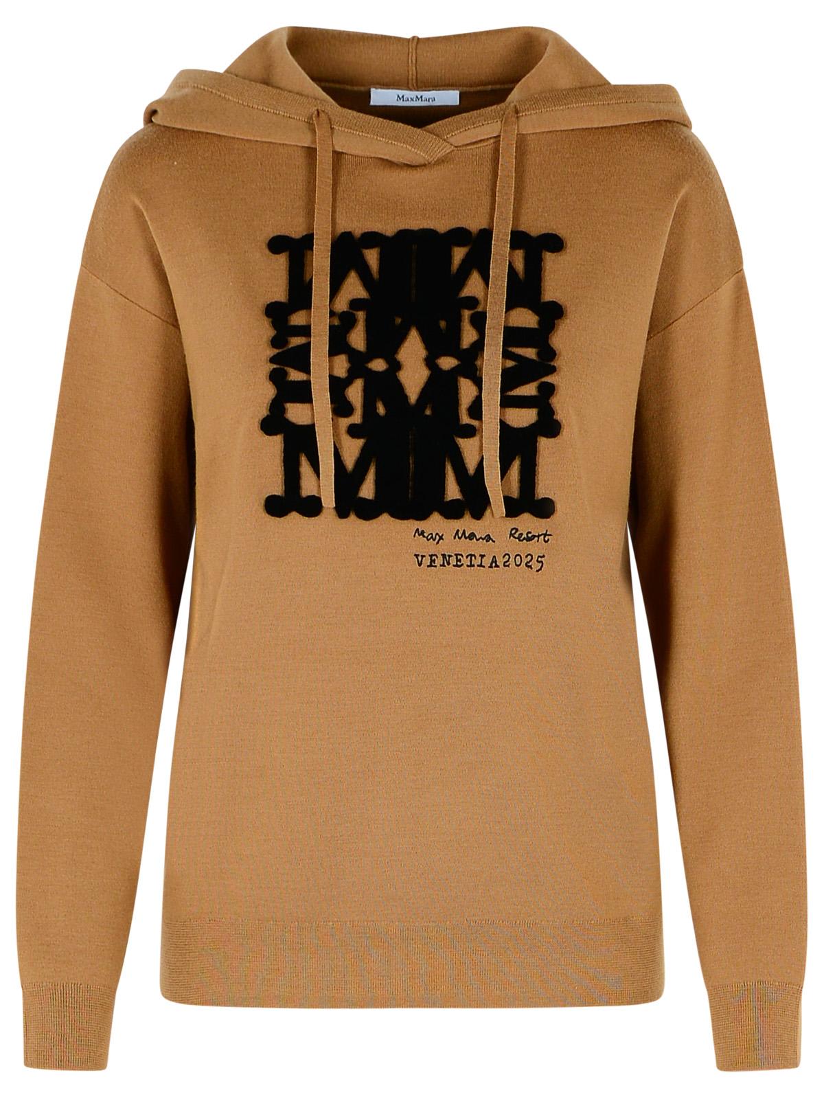 Max Mara Hooded Sweatshirt With Drawstring And Graphic Detail