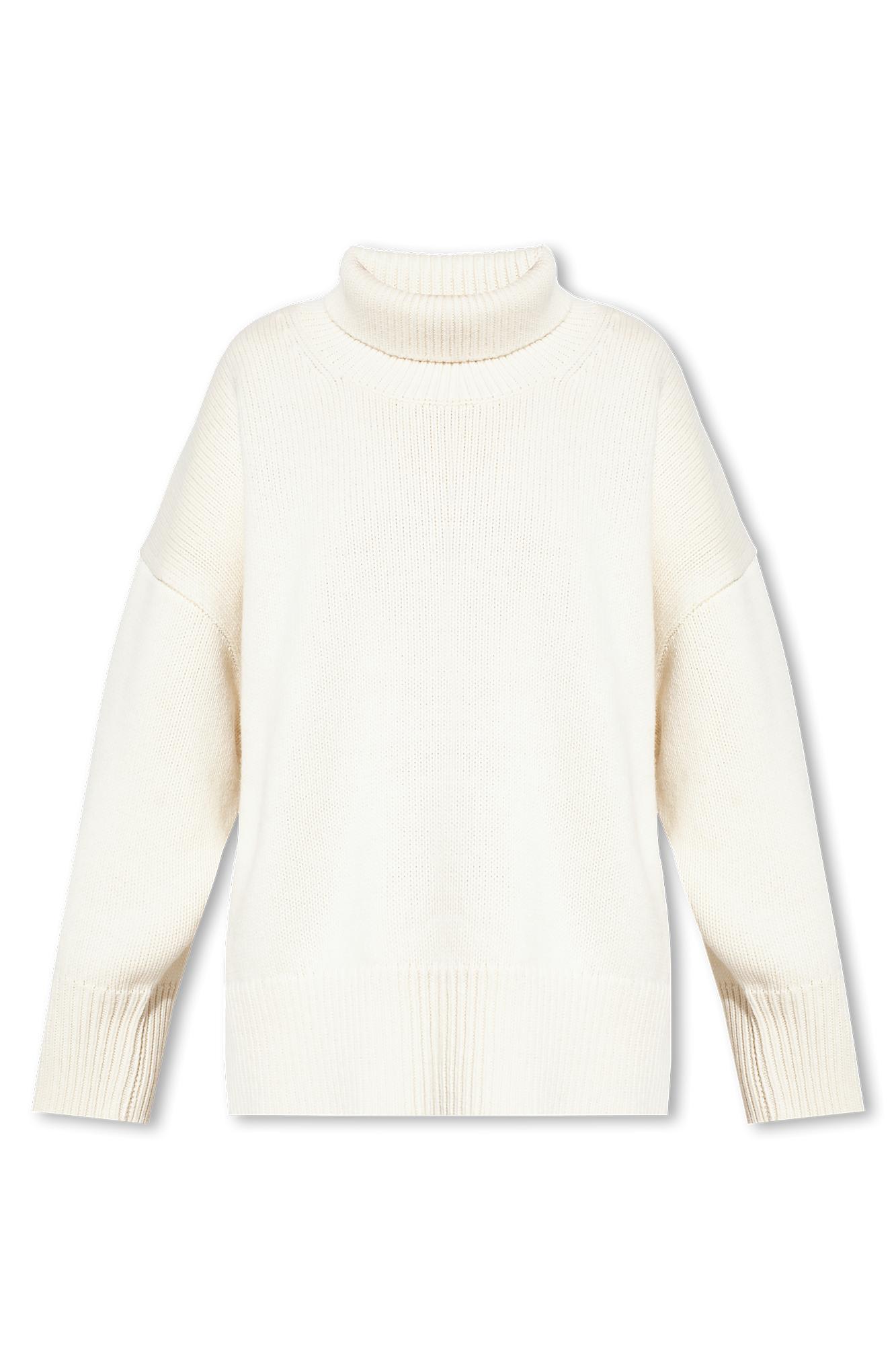 Shop Chloé Wool Turtleneck Sweater In Beige