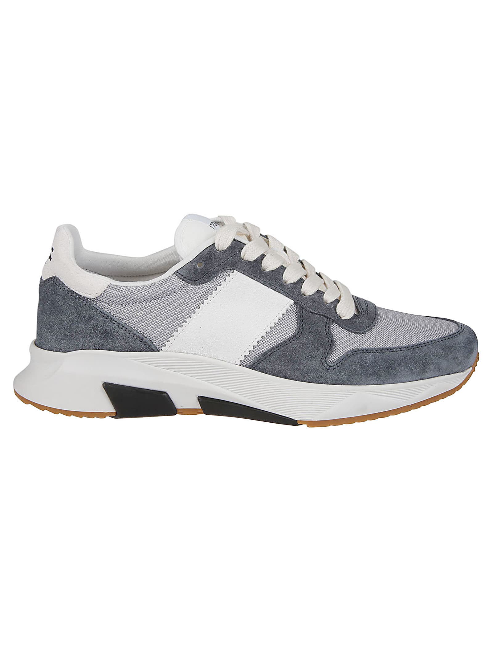 Tom Ford Jago Low Top Sneakers In Silver/petrol Blue/white
