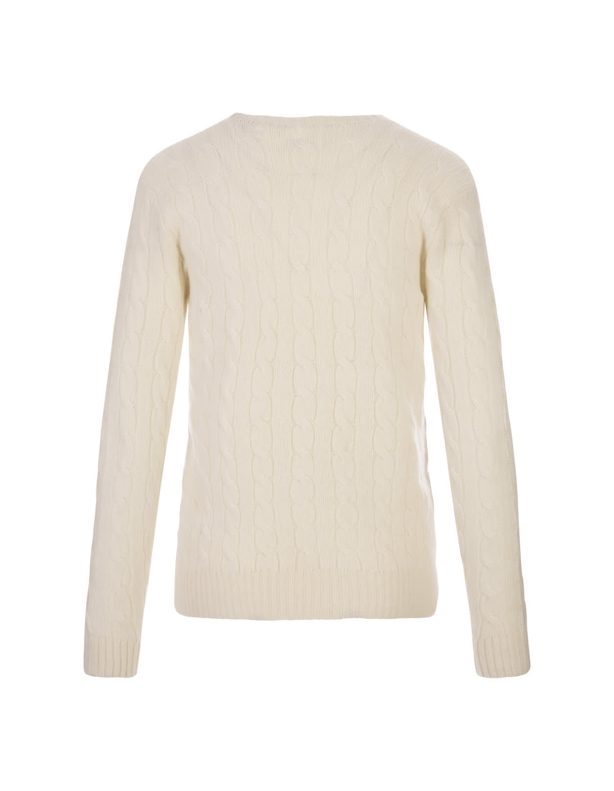 Shop Ralph Lauren Cream Wool And Cashmere Braided Sweater In White