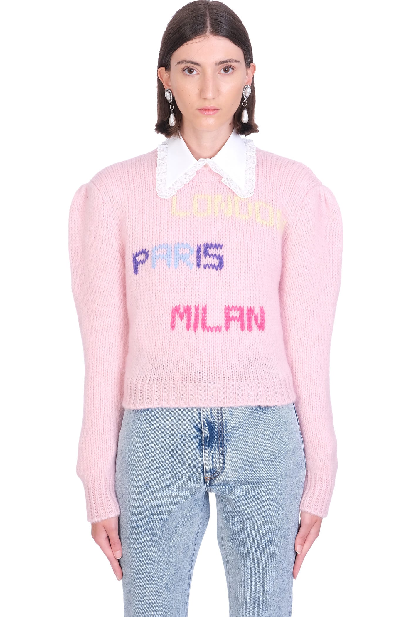 Alessandra Rich Knitwear In Rose-pink Wool