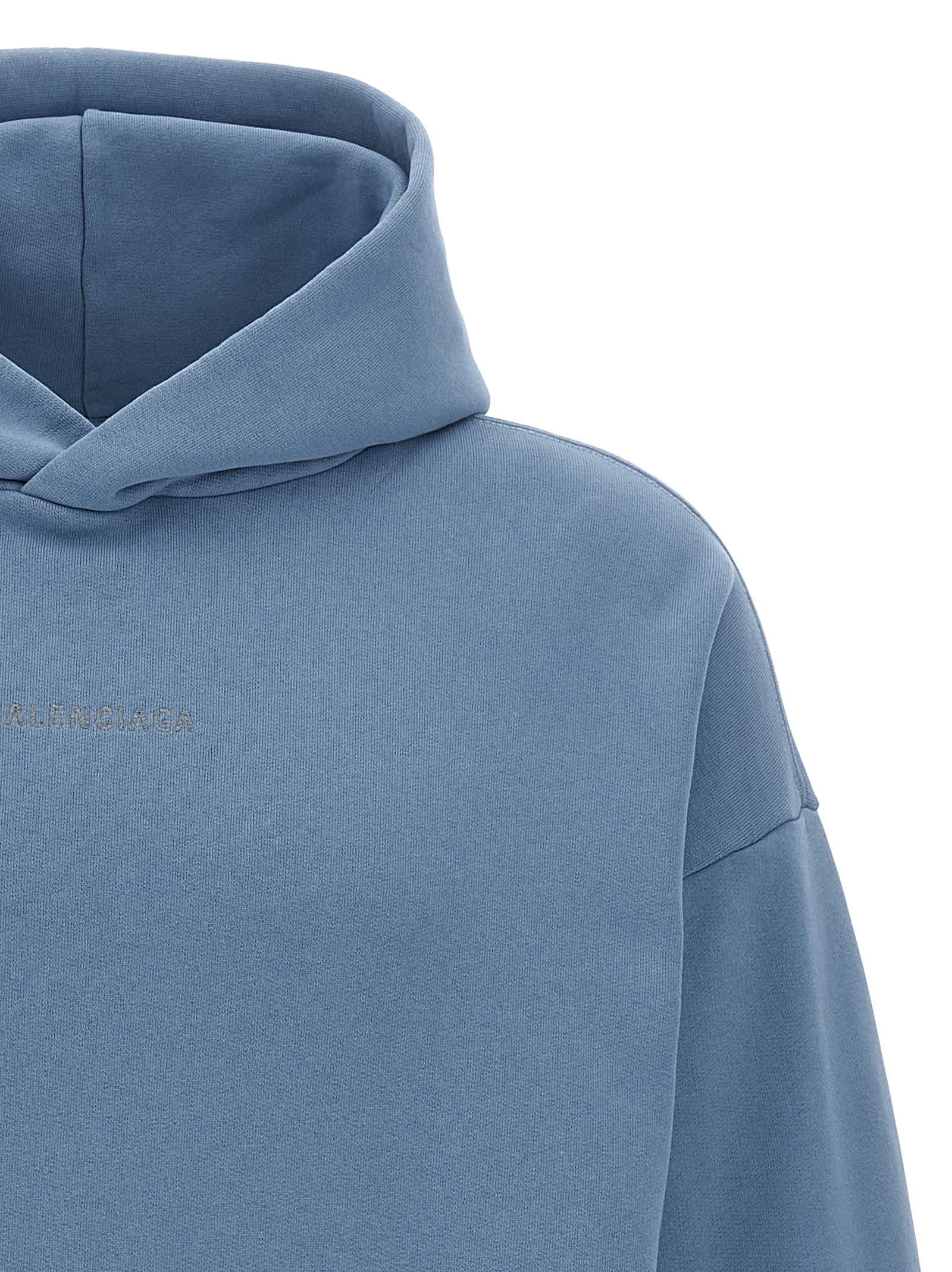 Balenciaga Back Reflective Hoodie Medium Fit In Grey Blue
