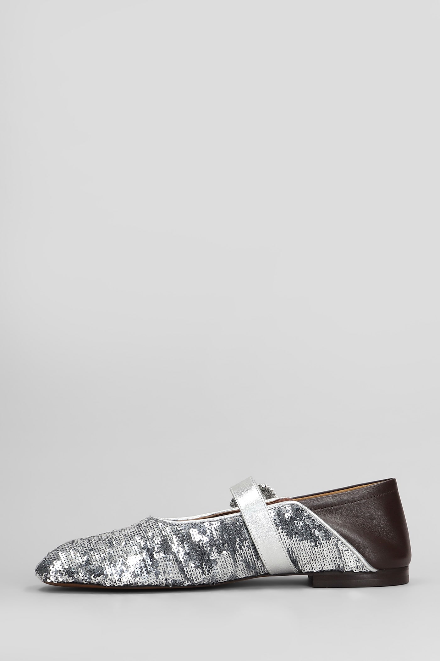Wales Bonner Ballerina Buckle Ballet Flats In Silver Leather In Silver