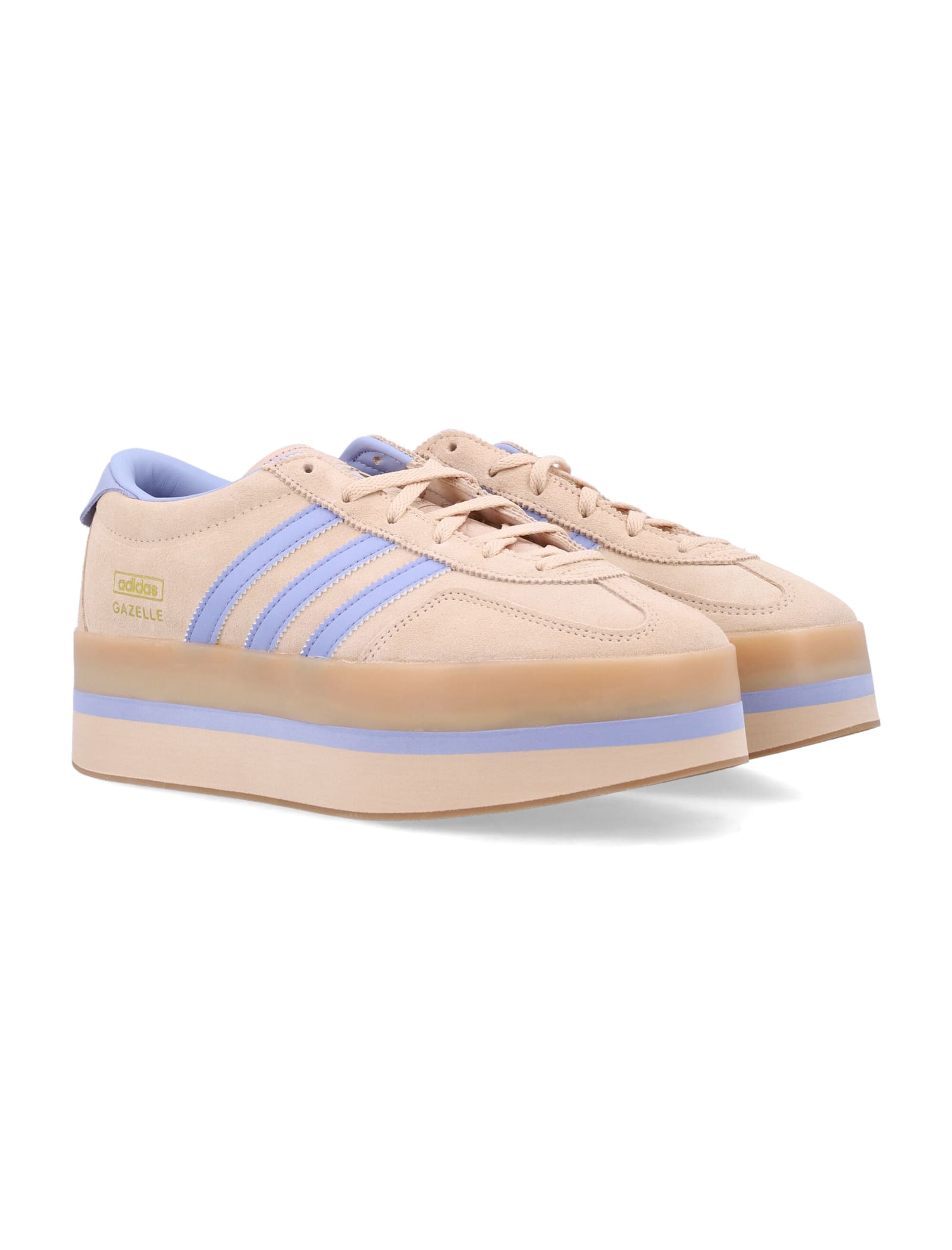 Adidas Originals Adidas Gazelle Stack Women S Platform Sneakers In Beige Suede And Violet Leather In Pink