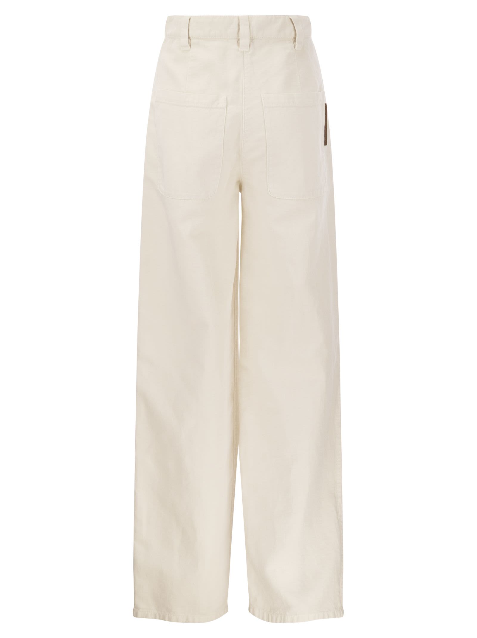 Shop Brunello Cucinelli Relaxed Trousers In Garment-dyed Cotton-linen Cover-up In Gesso