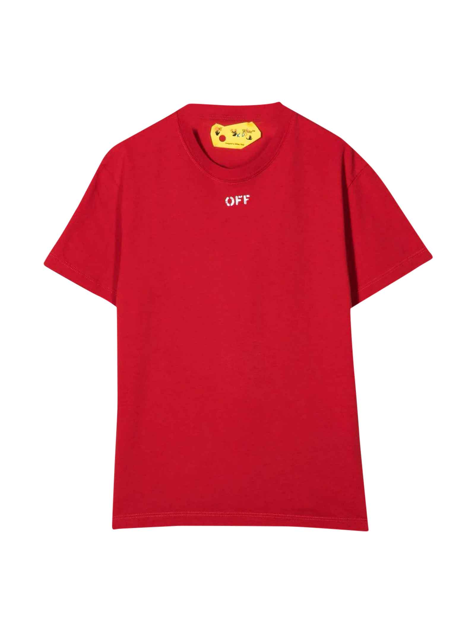 Off-White Red T-shirt With White Logo