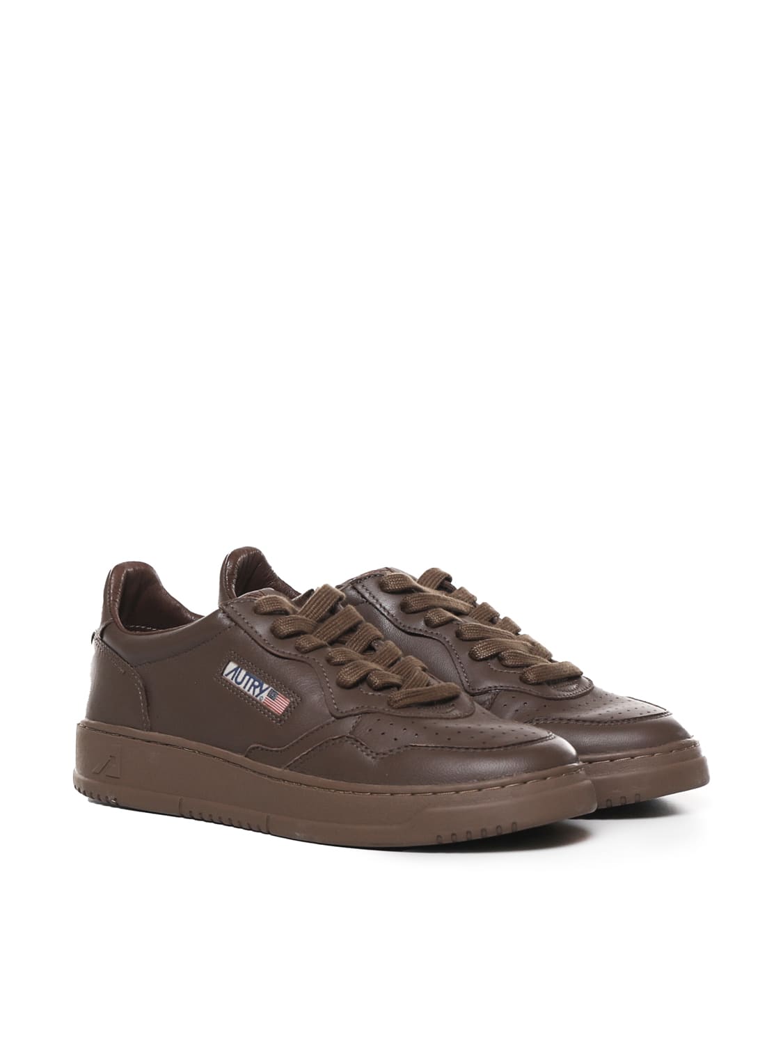 Shop Autry Sneakers Medalist In Cowskin In Brown