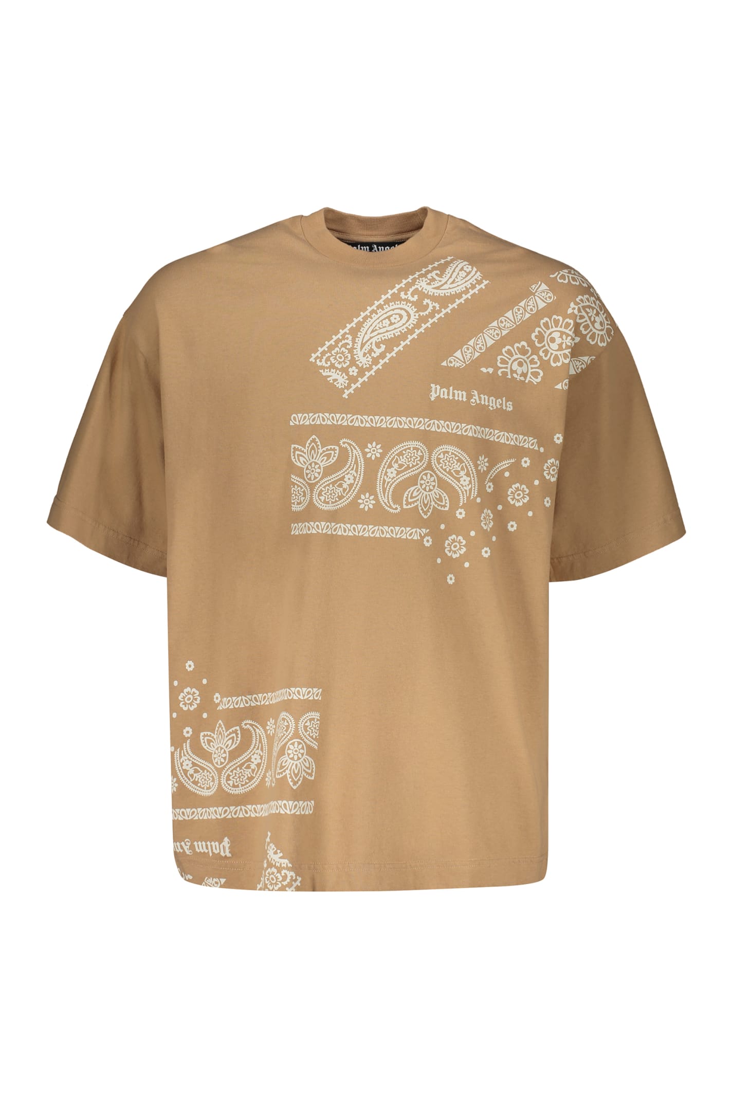 Shop Palm Angels Cotton T-shirt In Beige