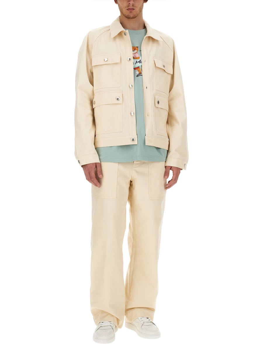 Shop Maison Kitsuné Workwear Jacket In Ivory