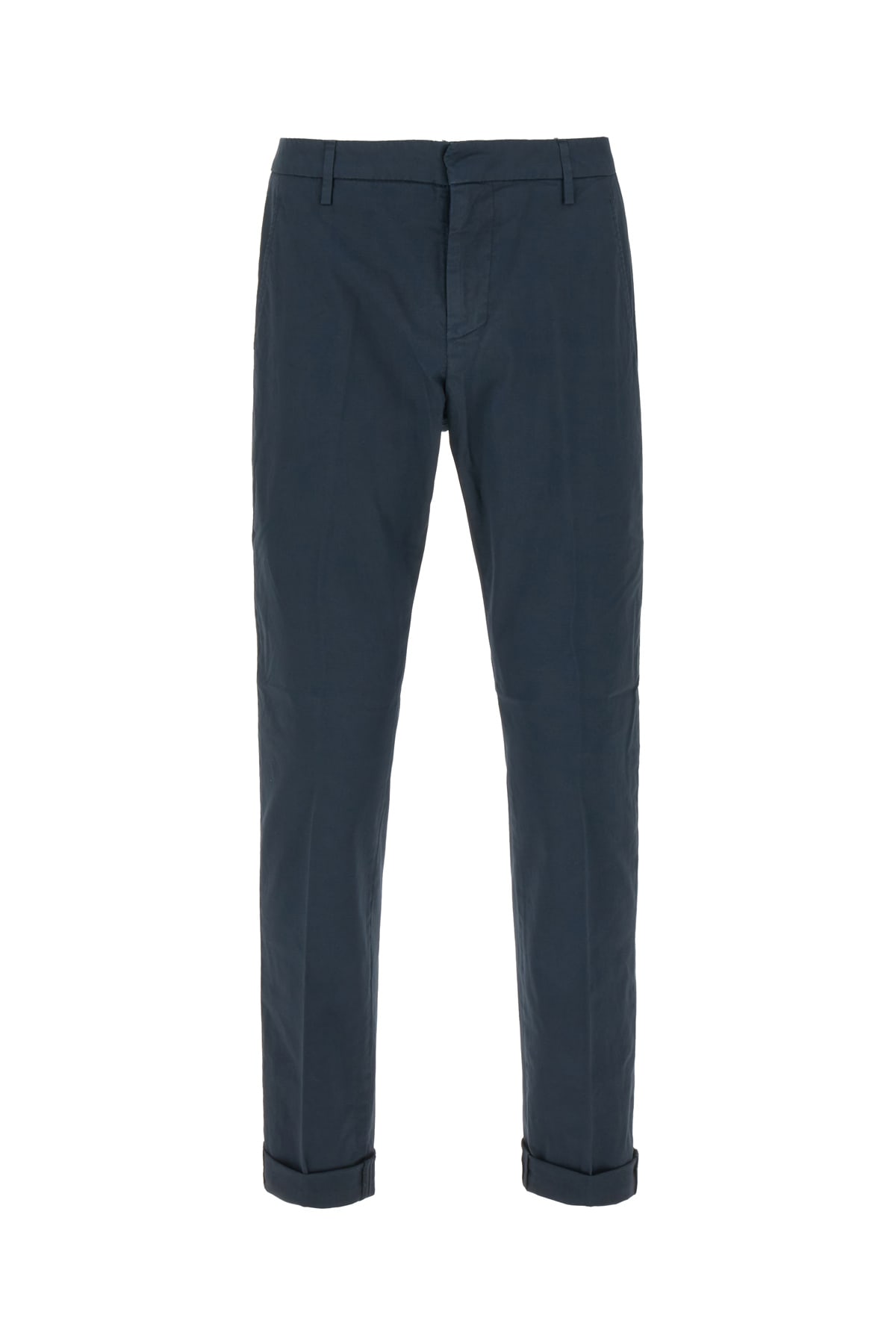 Dondup Navy Blue Stretch Cotton Chino Pants In Black