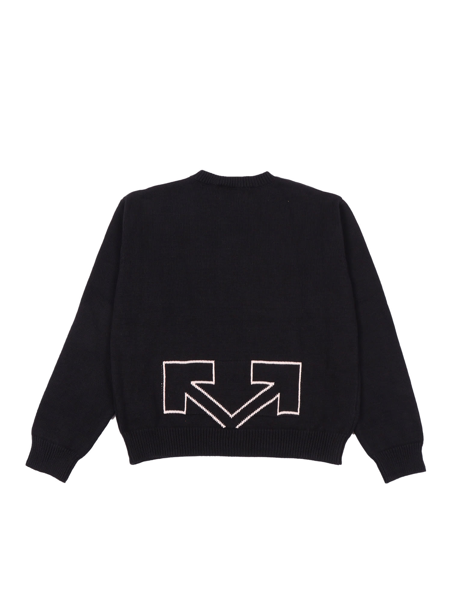 Off-white Type Logo Knit Crew Black - Soft Pink In Black